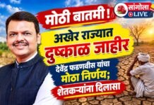 अखेर राज्यात दुष्काळ जाहीर..देवेंद्र फडणवीस यांचा मोठा निर्णय; शेतकऱ्यांना दिलासा